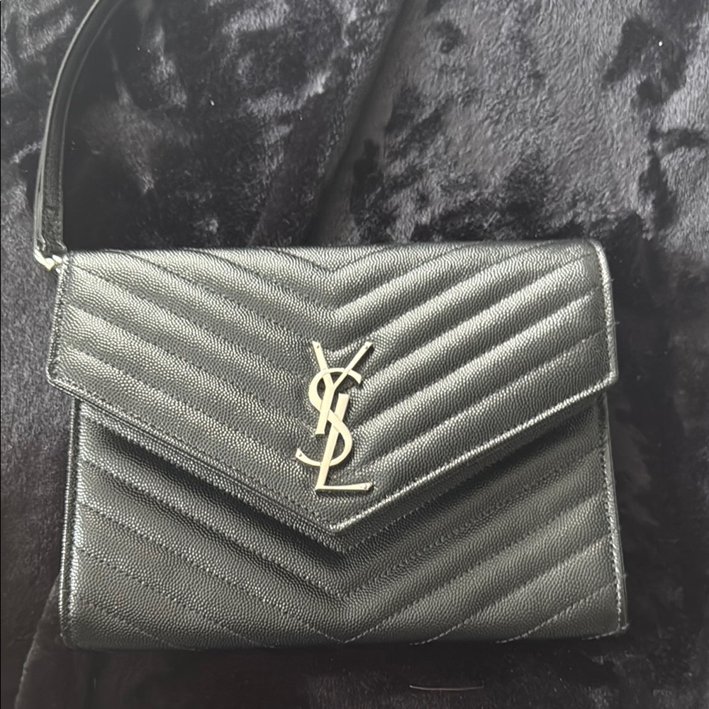 Yves Saint Laurent Black Chevron Clutch